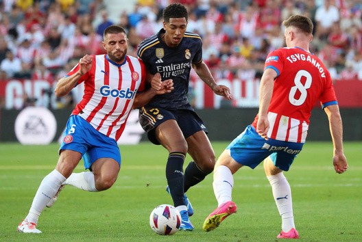 Girona FC v Real Madrid CF - LaLiga EA Sports Viktor Tsygankov, David Lopez and Jude Bellingham during the match between Girona FC and Real Madrid CF on the 30st September 2023.